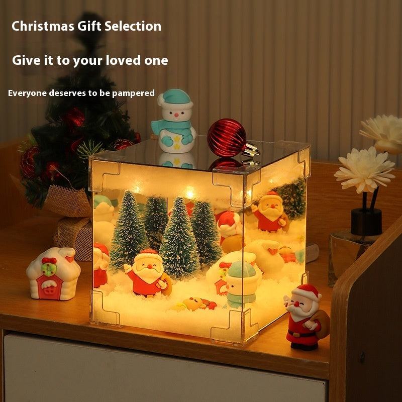 Christmas DIY Decorations Mirror And LED Cube Lamp 3D Santa Claus Snowman Tree Christmas Lights DIY Material Kit For Xmas Decor SHOPEVERR CJ