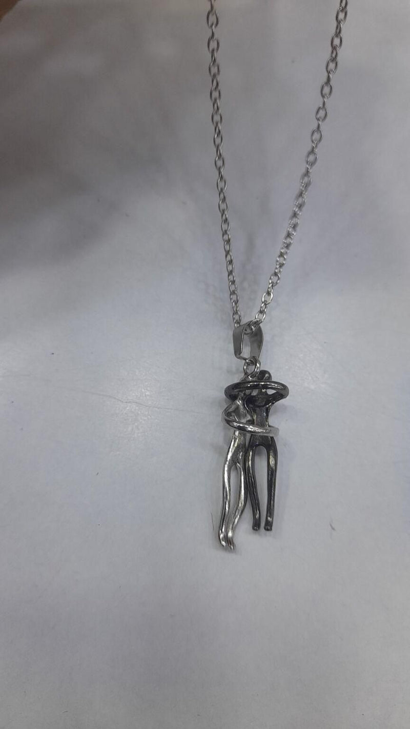 Silver and Black Hug Couple Chain Pendant SHOPEVERR ROPO