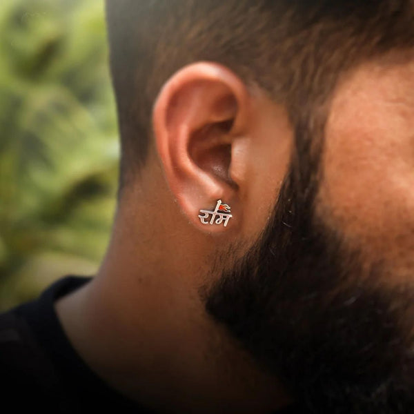 Single Shree Ram Earring Silver For Men's SHOPEVERR ROPO