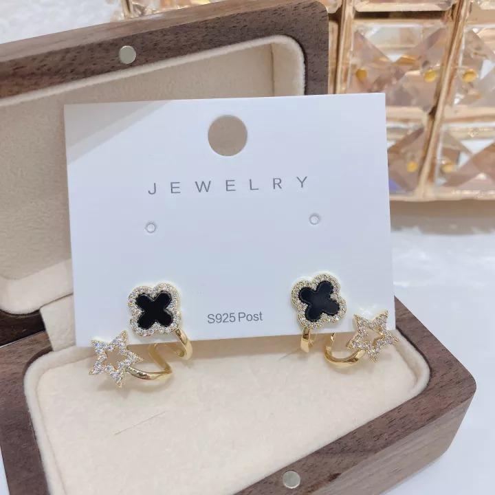 Korean Fashion Vibrato Live Four Leaf Clover Earrings SHOPEVERR ROPO