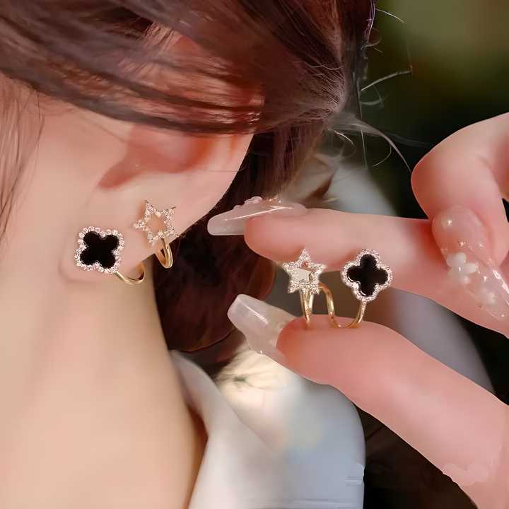 Korean Fashion Vibrato Live Four Leaf Clover Earrings SHOPEVERR ROPO