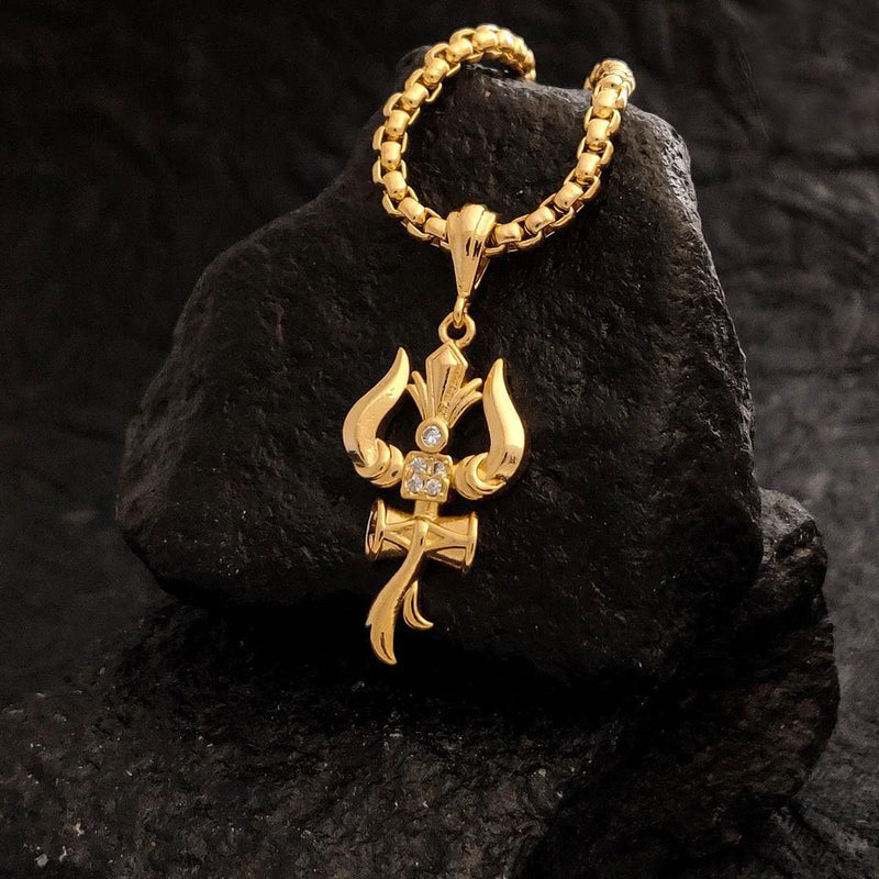 Trishul Pendant With Chain SHOPEVERR ROPO