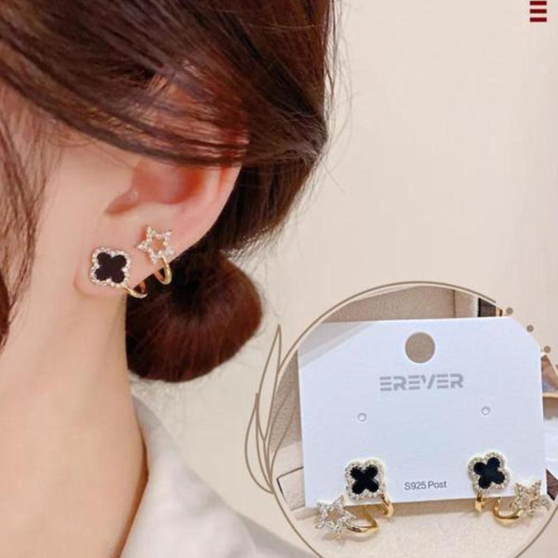 Korean Fashion Vibrato Live Four Leaf Clover Earrings SHOPEVERR ROPO