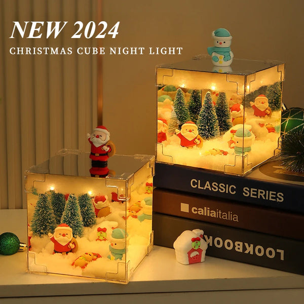 Christmas DIY Decorations Mirror And LED Cube Lamp 3D Santa Claus Snowman Tree Christmas Lights DIY Material Kit For Xmas Decor SHOPEVERR CJ