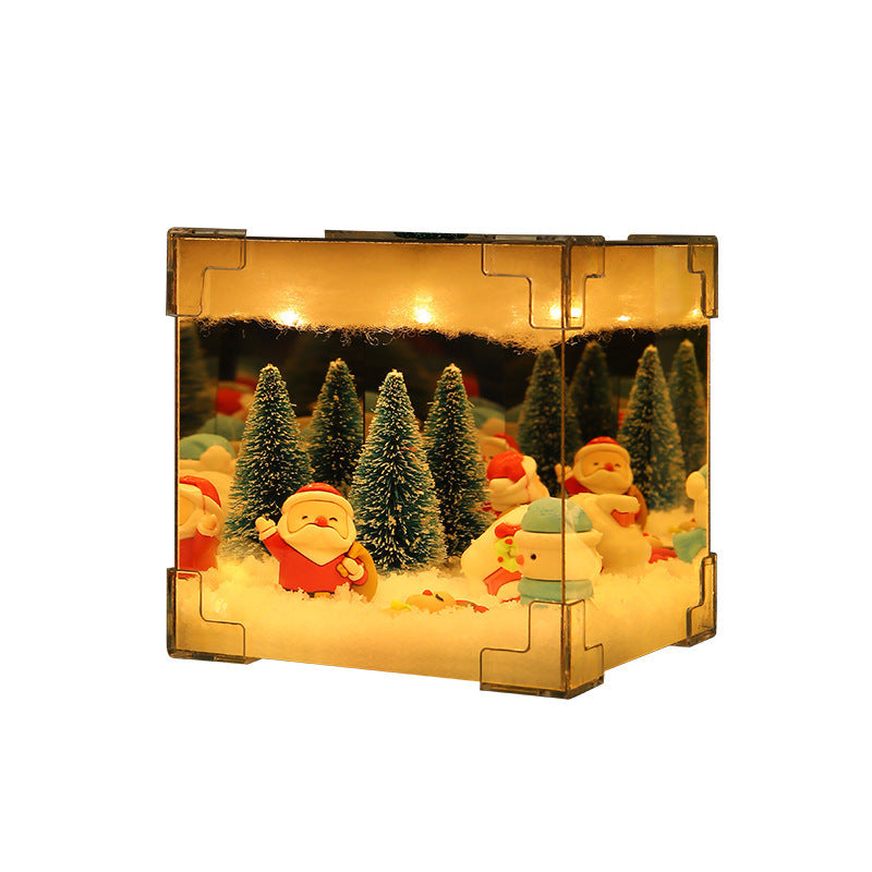 Christmas DIY Decorations Mirror And LED Cube Lamp 3D Santa Claus Snowman Tree Christmas Lights DIY Material Kit For Xmas Decor SHOPEVERR CJ