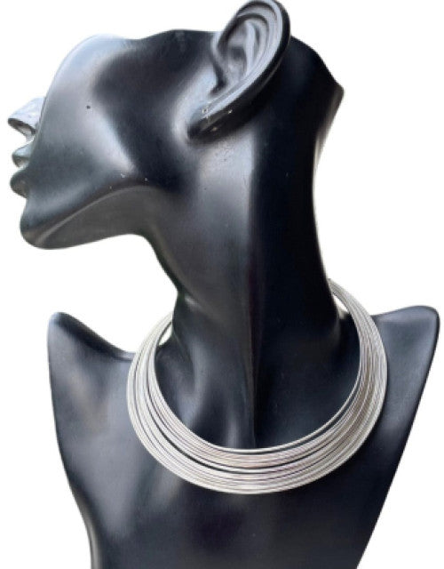 Chunky Braided Thick Stripe Choker Necklace ( Silver ) SHOPEVERR DROP