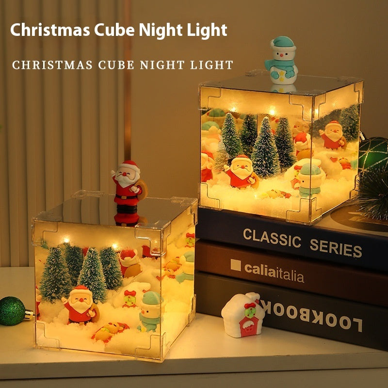 Christmas DIY Decorations Mirror And LED Cube Lamp 3D Santa Claus Snowman Tree Christmas Lights DIY Material Kit For Xmas Decor SHOPEVERR CJ