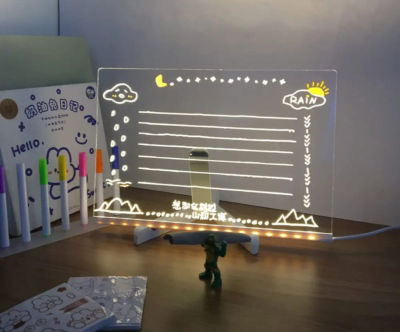 3D Acrylic Writing Pad With Pen Message Board Rewritable Table Lamp SourceInfi