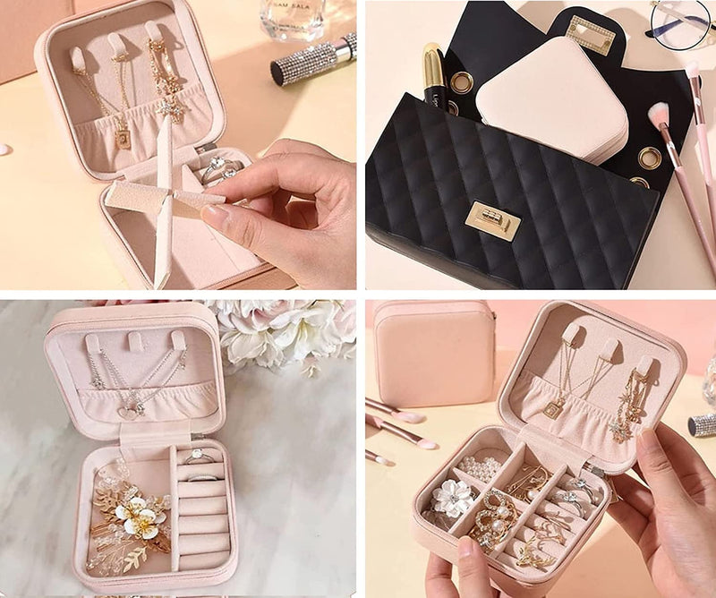 Jewellery Organiser PU Leather Zipper Portable Storage Box Case with Dividers Container SHOPEVERR SOURCE