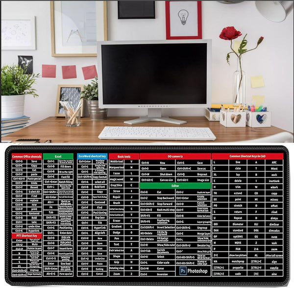 Key Super Large Anti-Slip Keyboard Pad - with Office Software Shortcuts Pattern SourceInfi