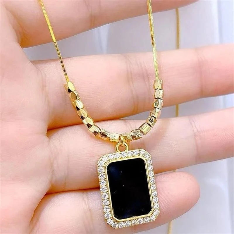 Square Gold Pandent Chain Rope Gold Chain SHOPEVERR SOURCE