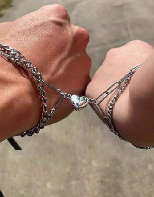 Stainless Steel Silver Bracelet Set For Men & Women SHOPEVERR DROP