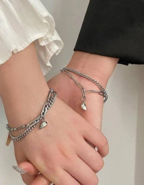 Stainless Steel Silver Bracelet Set For Men & Women SHOPEVERR DROP