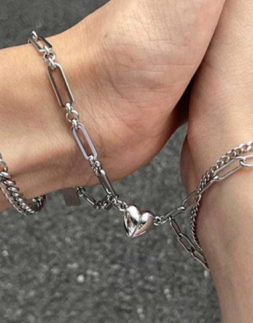 Stainless Steel Silver Bracelet Set For Men & Women SHOPEVERR DROP